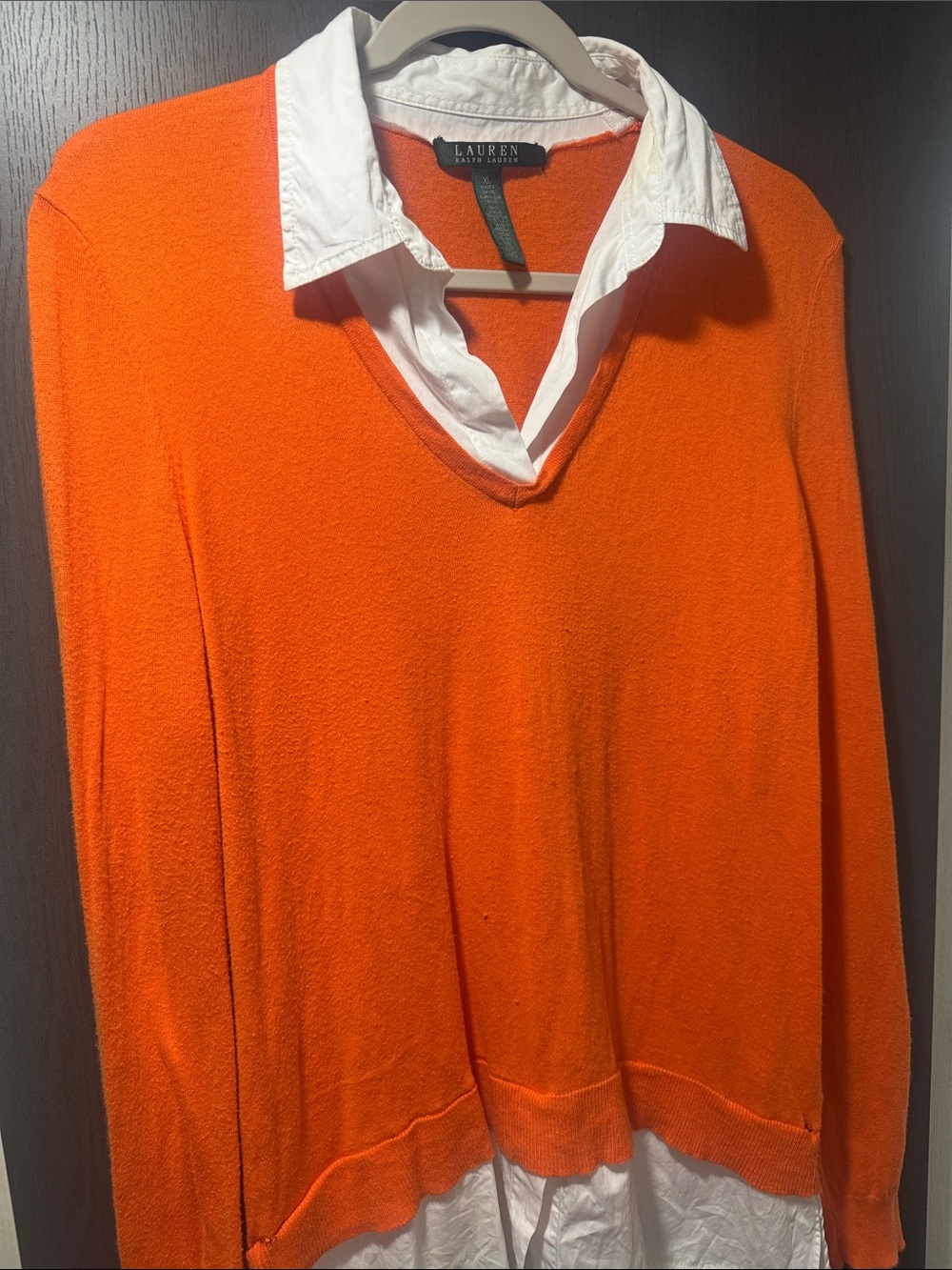 Lauren Ralph Lauren Bright Orange V-Neck Sweater